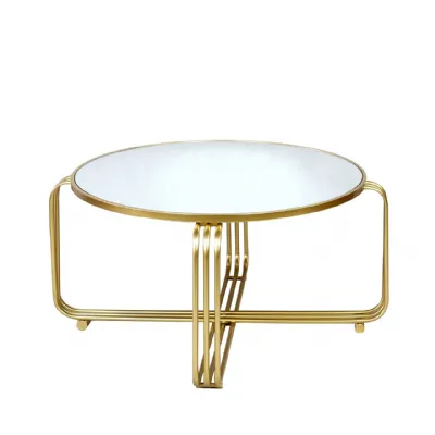 Yuan Gold Metal With Mirror Top Coffee Table