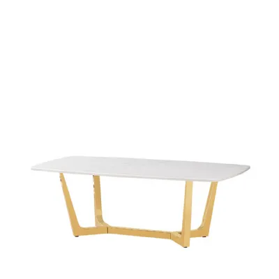 Meghan Gold Metal With White Faux Marble Top Coffee Table