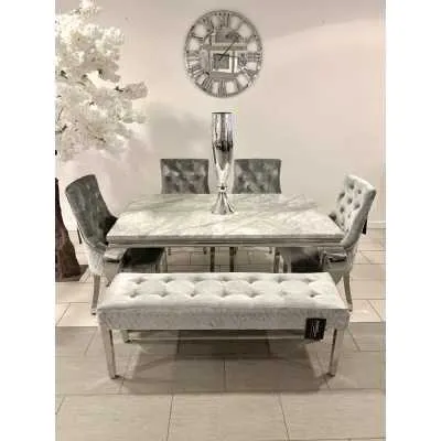 1.6m Marble Grey Dining Table Minister HQ Silver Chairs