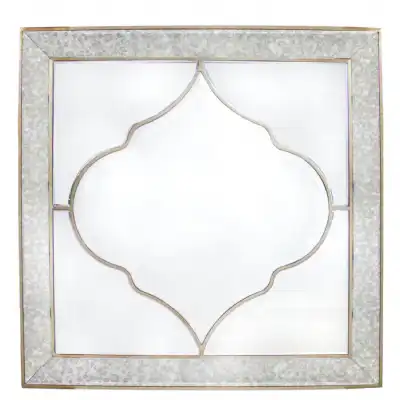 Morocco Square Wall Mirror Antique Gold 100cm