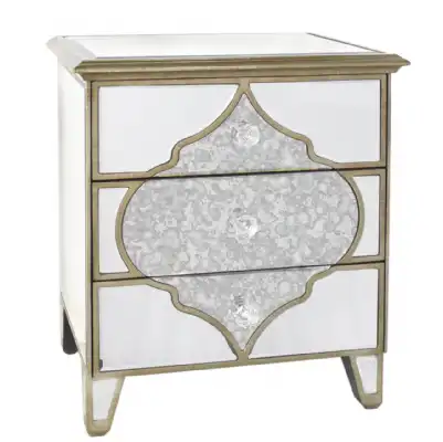 Pair of Gold Mirrored Glass 3 Drawer Bedside Cabinets