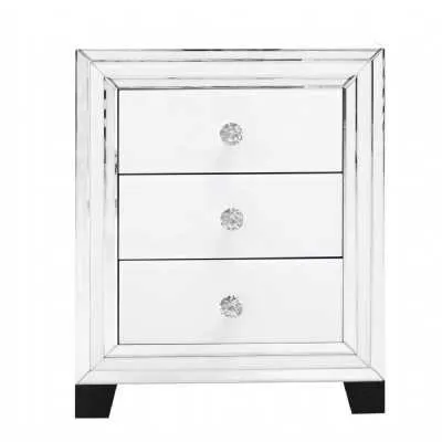 White Mitcham Mirror 3 Drawer Bedside Cabinet