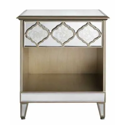 Morocco Mirror Open Bedside cabinet Gold