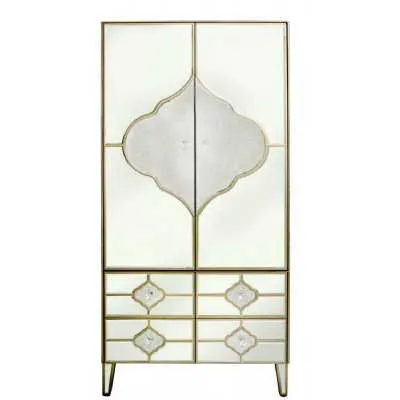 Morocco Mirror 2 Door Wardrobe Gold