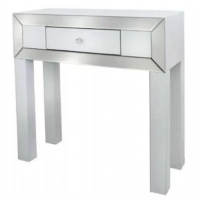 Opus White And Clear Mirror 1 Drawer Console Table