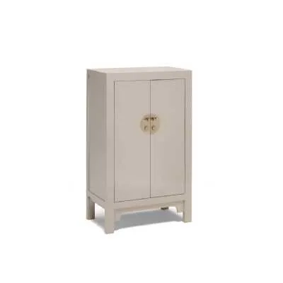 The Nine Schools Oyster Grey Painted Copper Metalwork Small Bookcase Cupboard 120x70x40cm