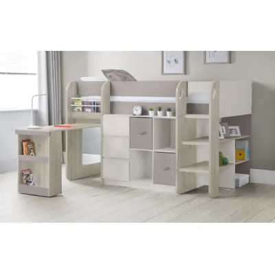 White and Taupe Effect Wooden Kids Mid Sleeper Children