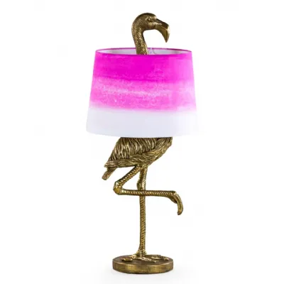 Gold Flamingo Table Lamp with Pink Shade