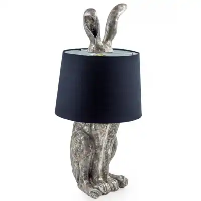 Silver Rabbit Ears Table Lamp with Black Shade