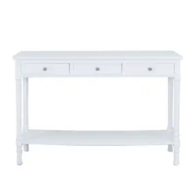 Delia Large 3 Drawer Console Table White