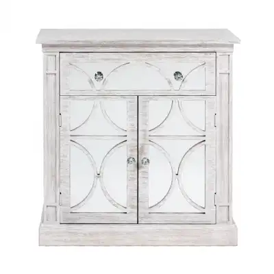 White Washed Mirrored Small Sideboard