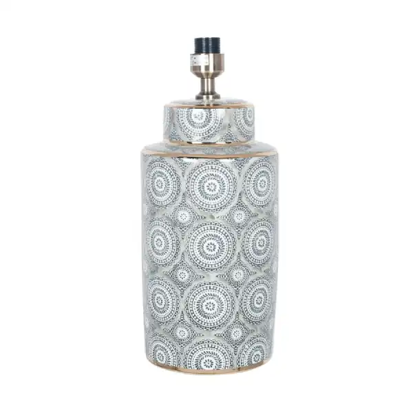 Circle Patterned Ceramic Grey and White Table Lamp