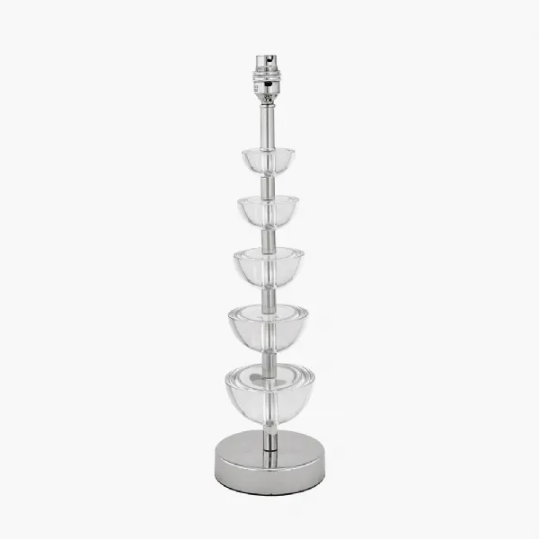 Glass and Silver Metal Table Lamp Base Only