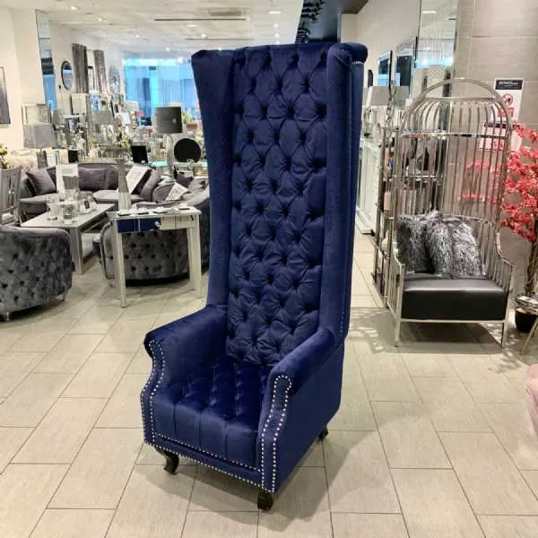 Regents High Back Porter Chair In Royal Blue Brushed Velvet