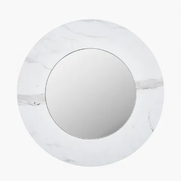 Large White Marble 80cm Round Wall Mirror