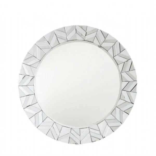 Mitcham Round Wall Mirror White Clear