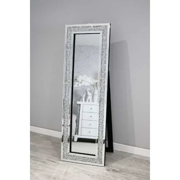 Luxe Mocka Mirror Crystal Floor Standing Mirror 150Cm X 50Cm