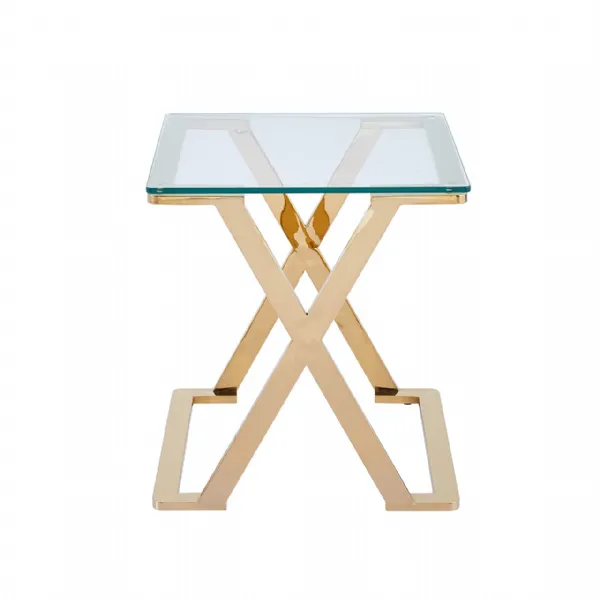 Axel Gold Metal With Clear Glass End Table