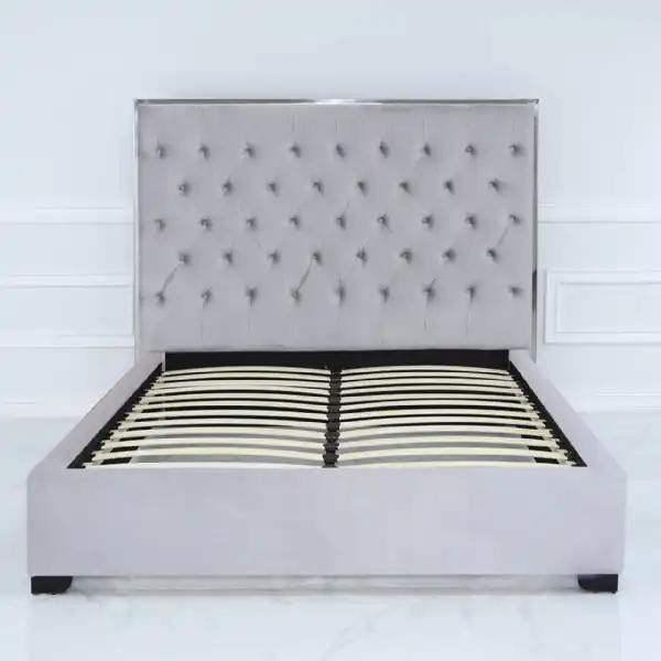 Grey Velvet Fabric 4ft6in 135cm Double Bed Frame