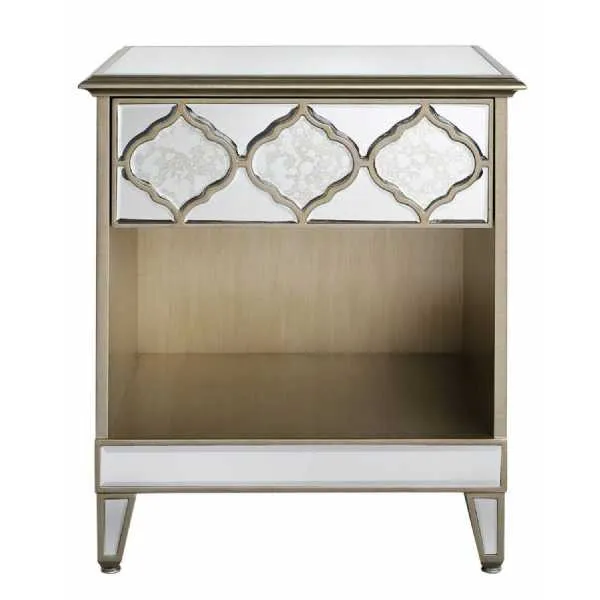 Morocco Mirror Open Bedside cabinet Gold