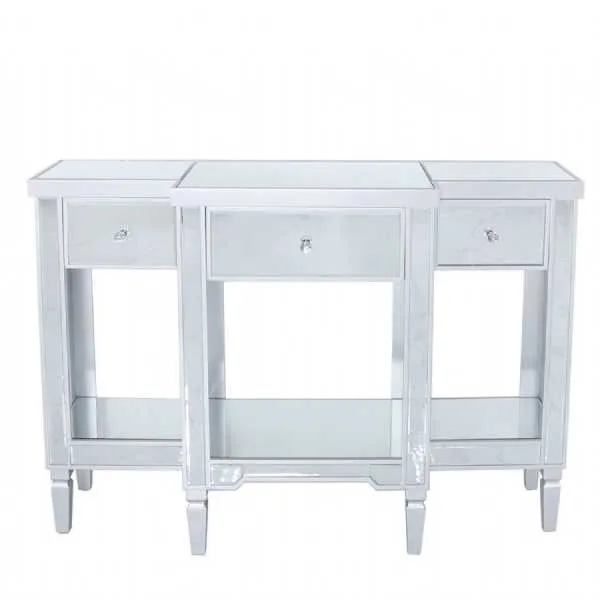 Richmond Console Table 3 Drawer And Shelf Silver