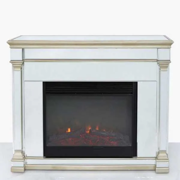 Pollo Mirror Fireplace With Electric Fire Gold