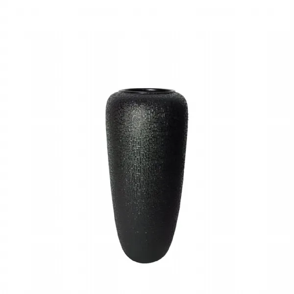 50. 5cm Black Textured Ceramic Floor Vase
