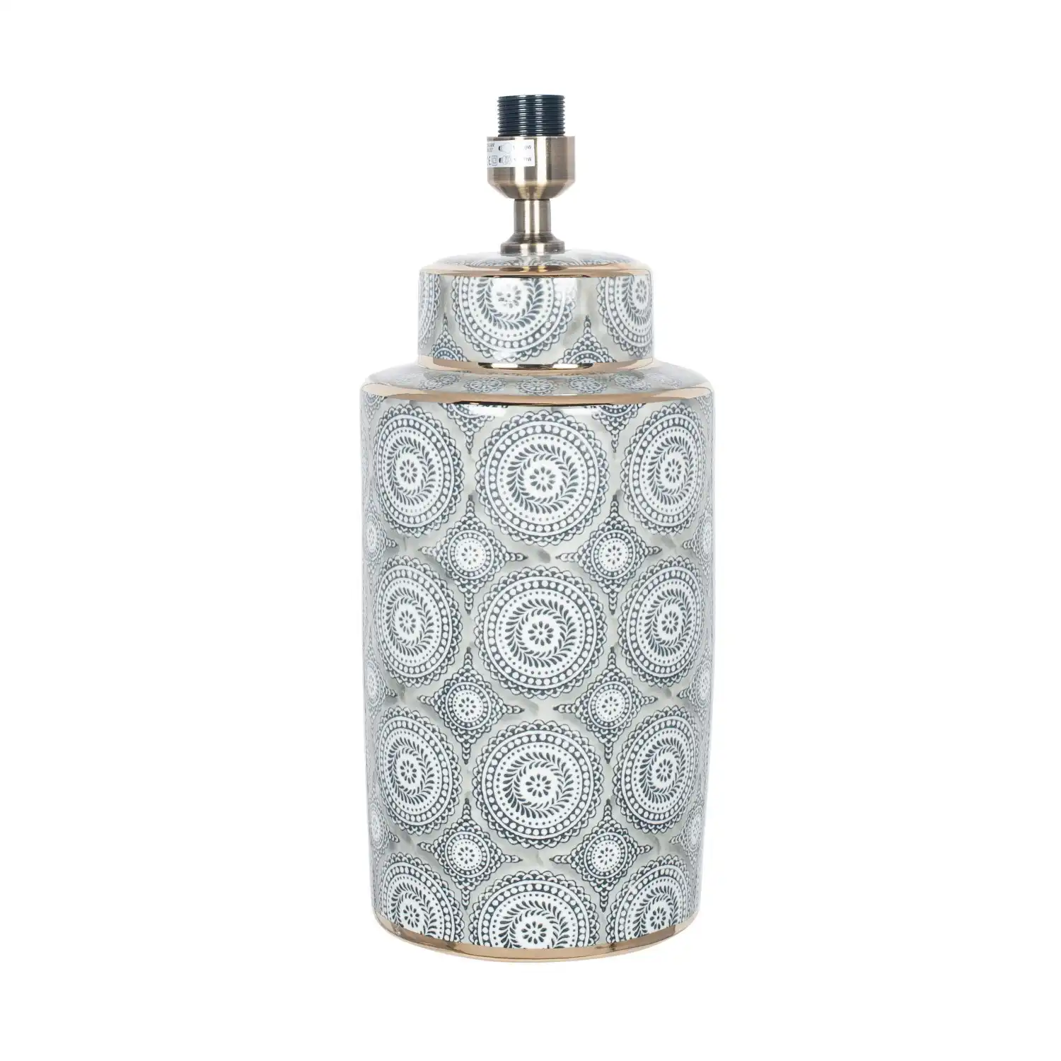 Circle Patterned Ceramic Grey and White Table Lamp