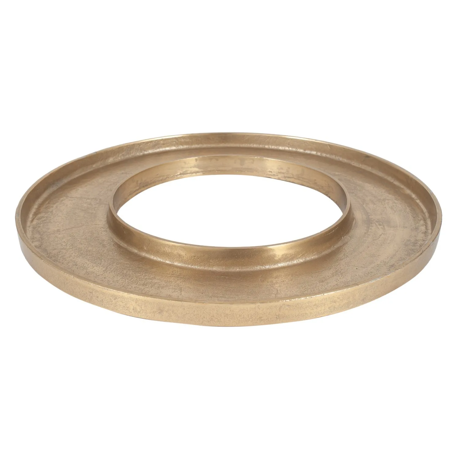 Round Antique Gold Metal Ring Display Platter