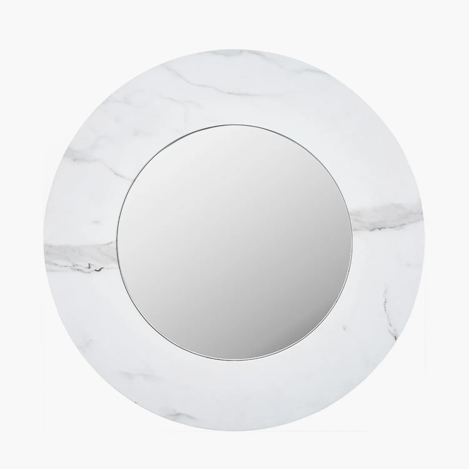 Large White Marble 80cm Round Wall Mirror