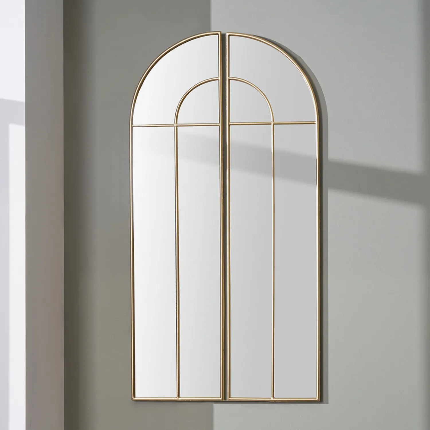 Gold Metal Arch 2 Half Section Wall Mirror