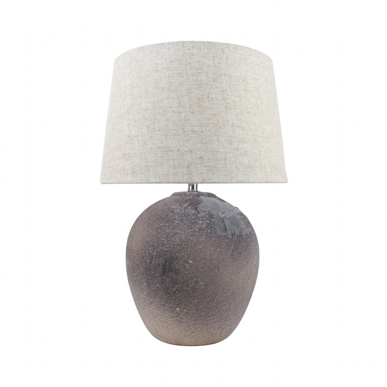 57cm Light Brown Stone Finish Table Lamp With Natural Linen Shade