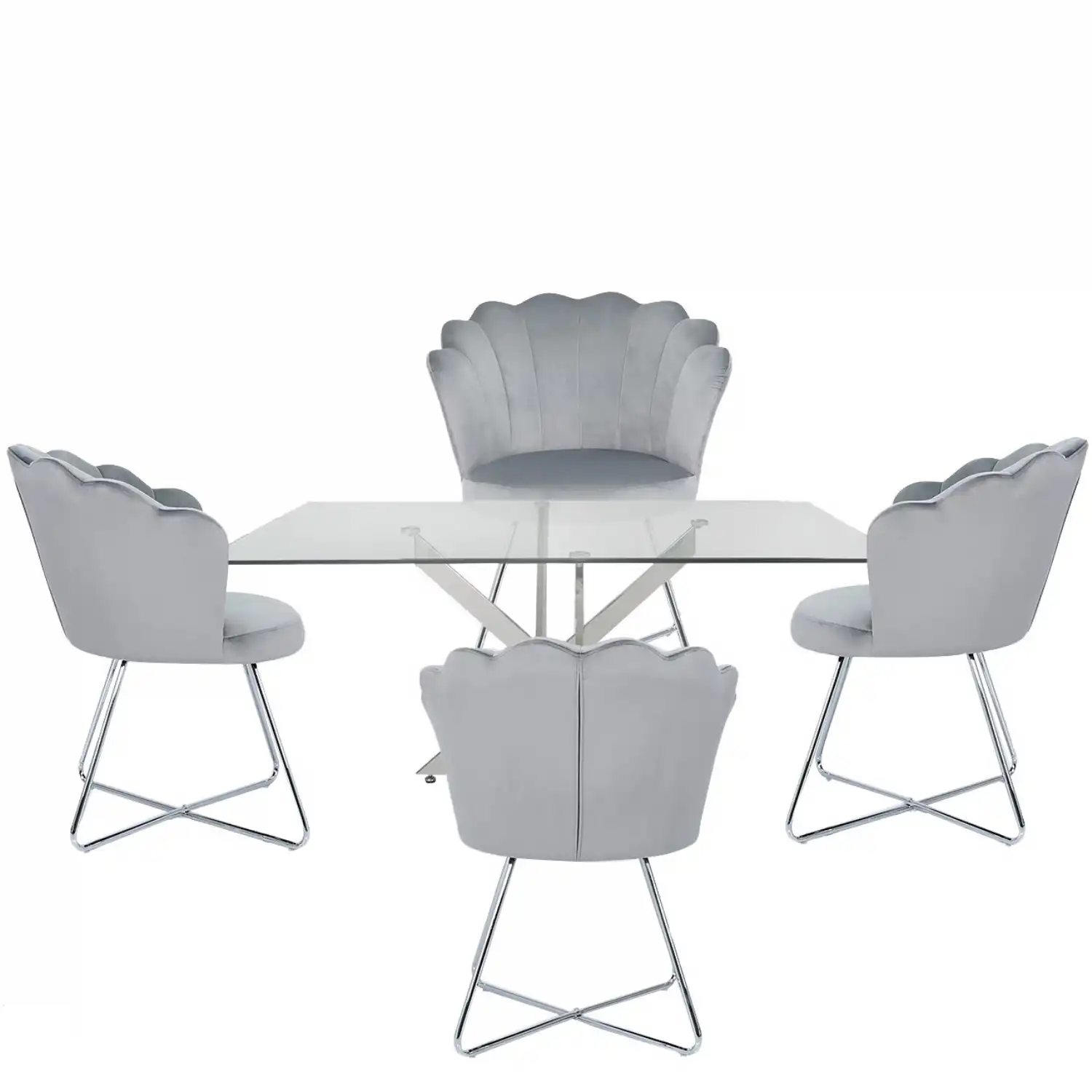 160cm Rectangular Dining Set 4 Silver Ariel Chairs