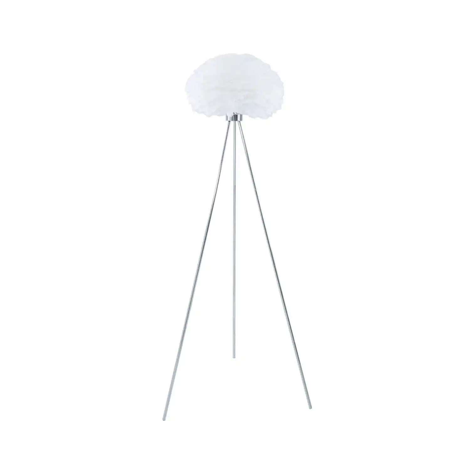 Tripod Floor Lamp with White Feather Shade
