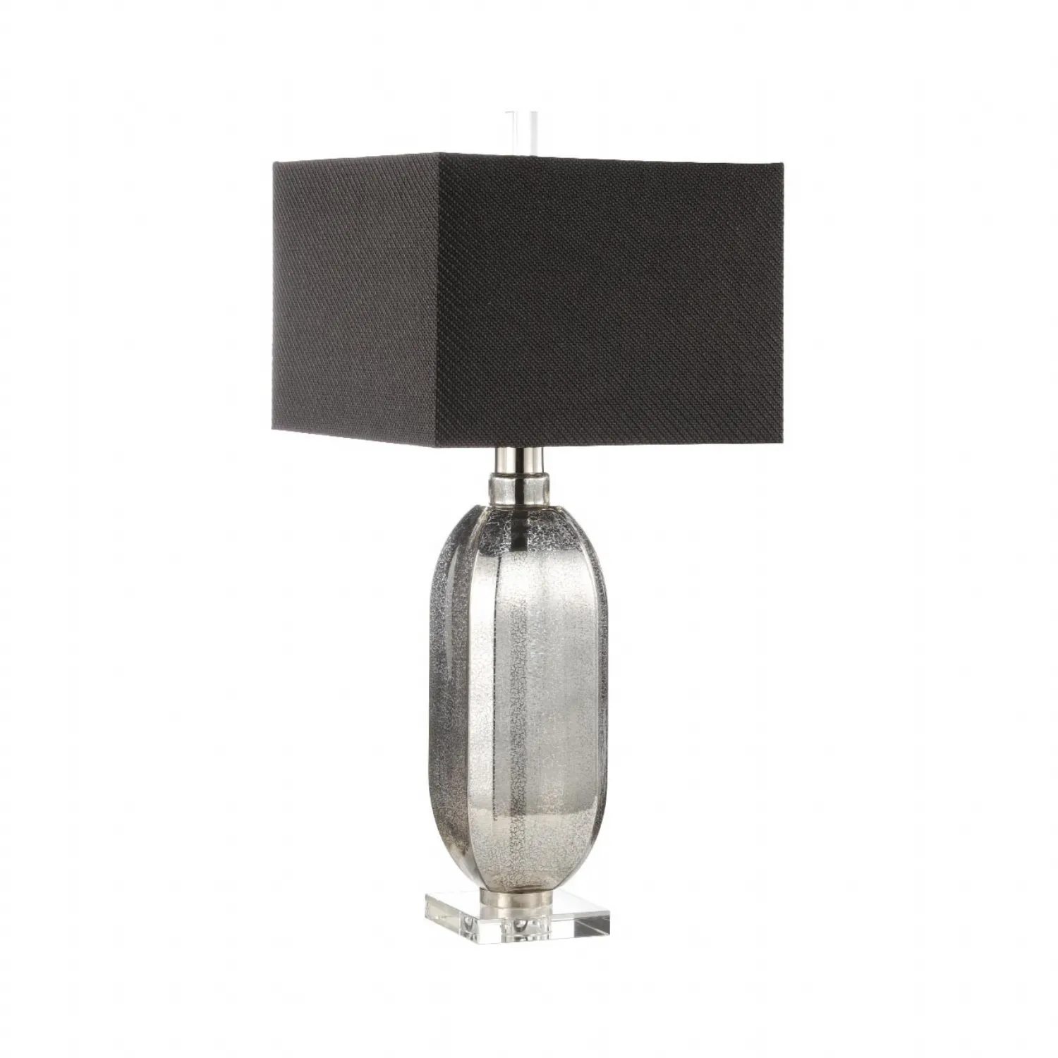 83. 8cm Silver Mercury Glass Table Lamp With Dark Grey Linen Shade