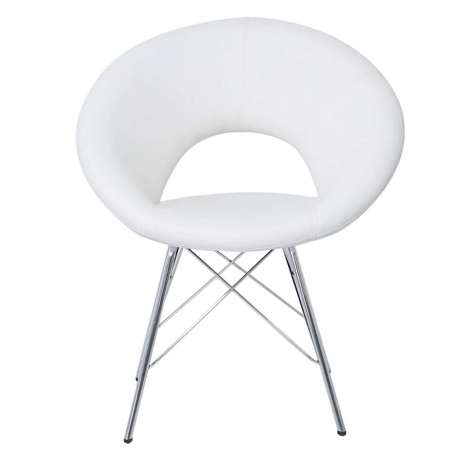 Urban Chrome and White Faux Leather Chair