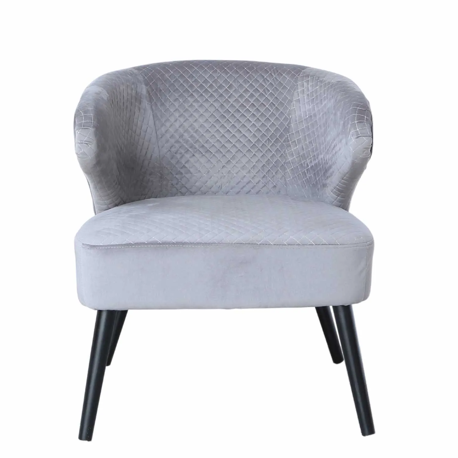 Grey Wingback Quilted Velvet Easy Chair