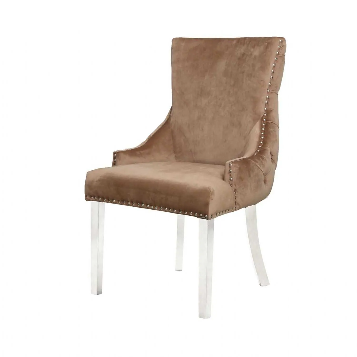 Tufted Back Dining Chair Champagne Steel