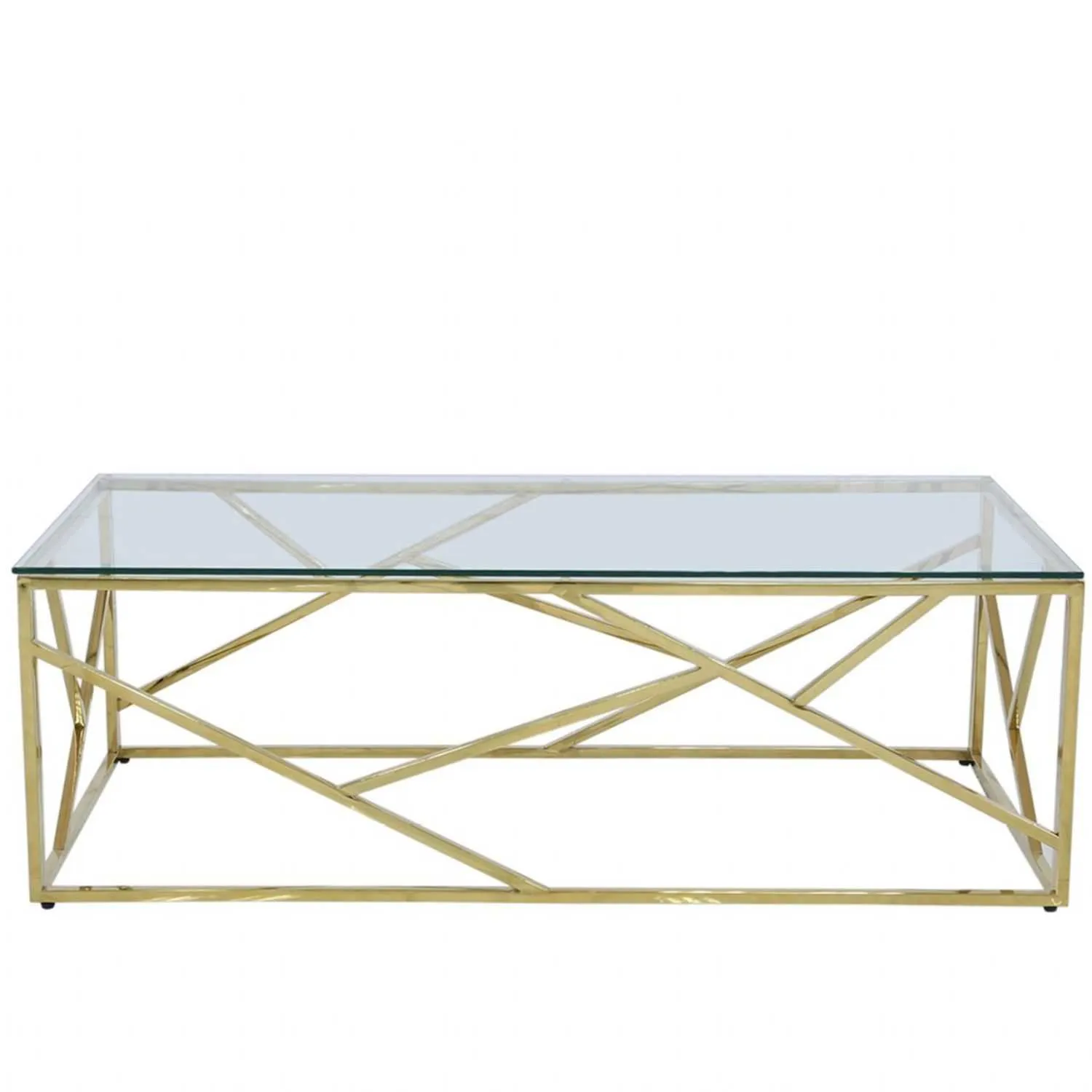 Ajax Gold Metal Coffee Table Glass Top