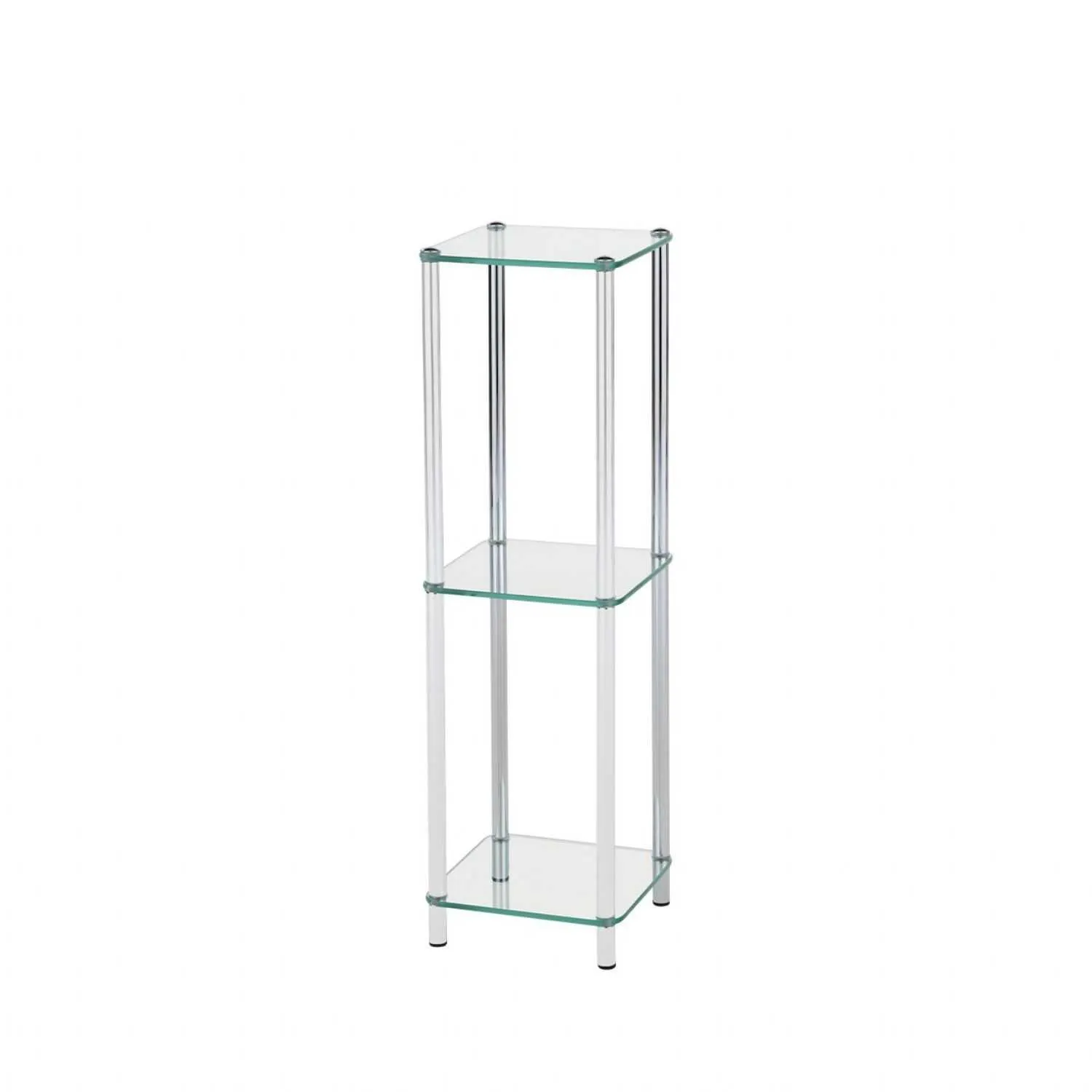 Harry 86.4cm Slim Chrome and Clear Glass 3 Tier Display Unit