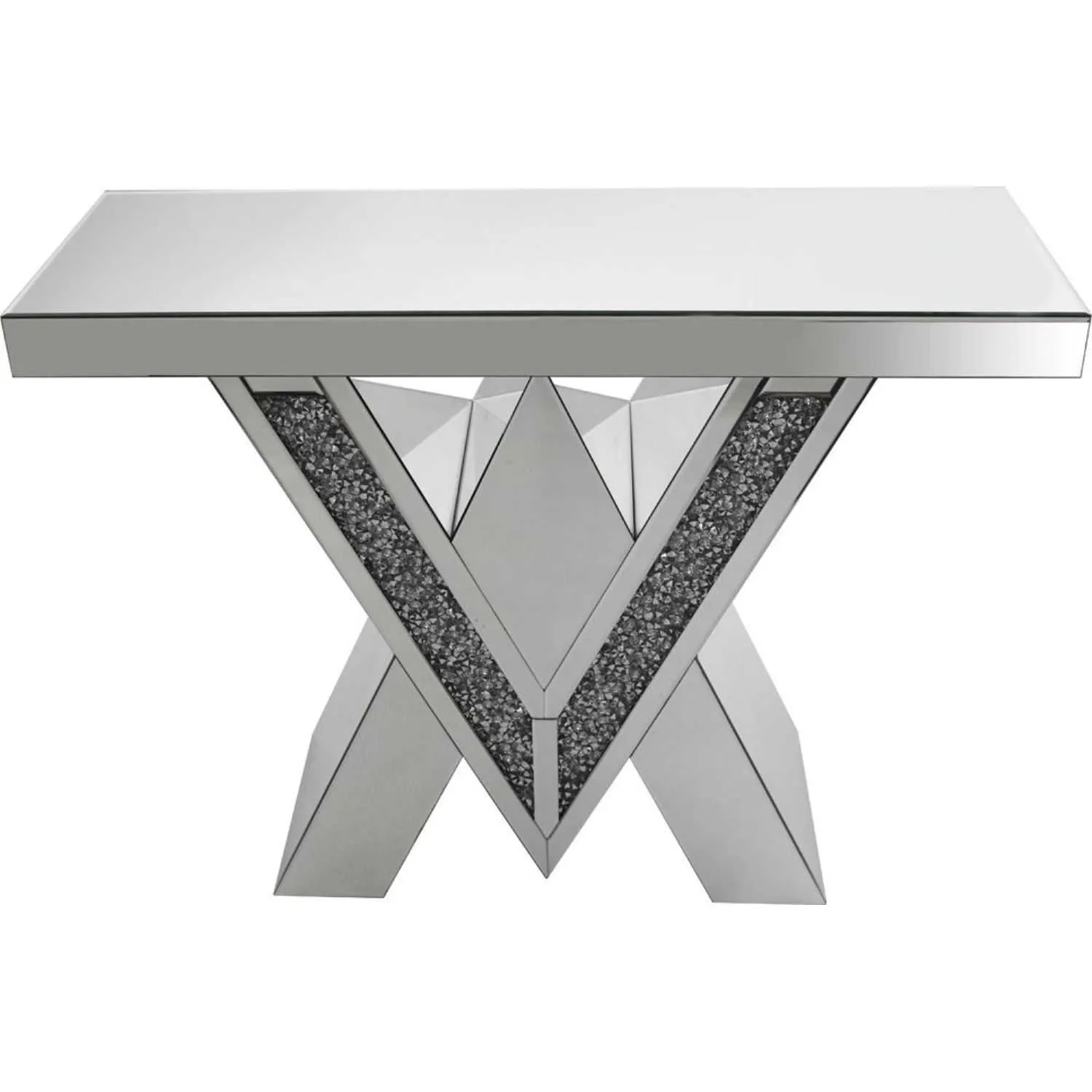 Falcon Crushed Stone Mirror Console Table With Beads