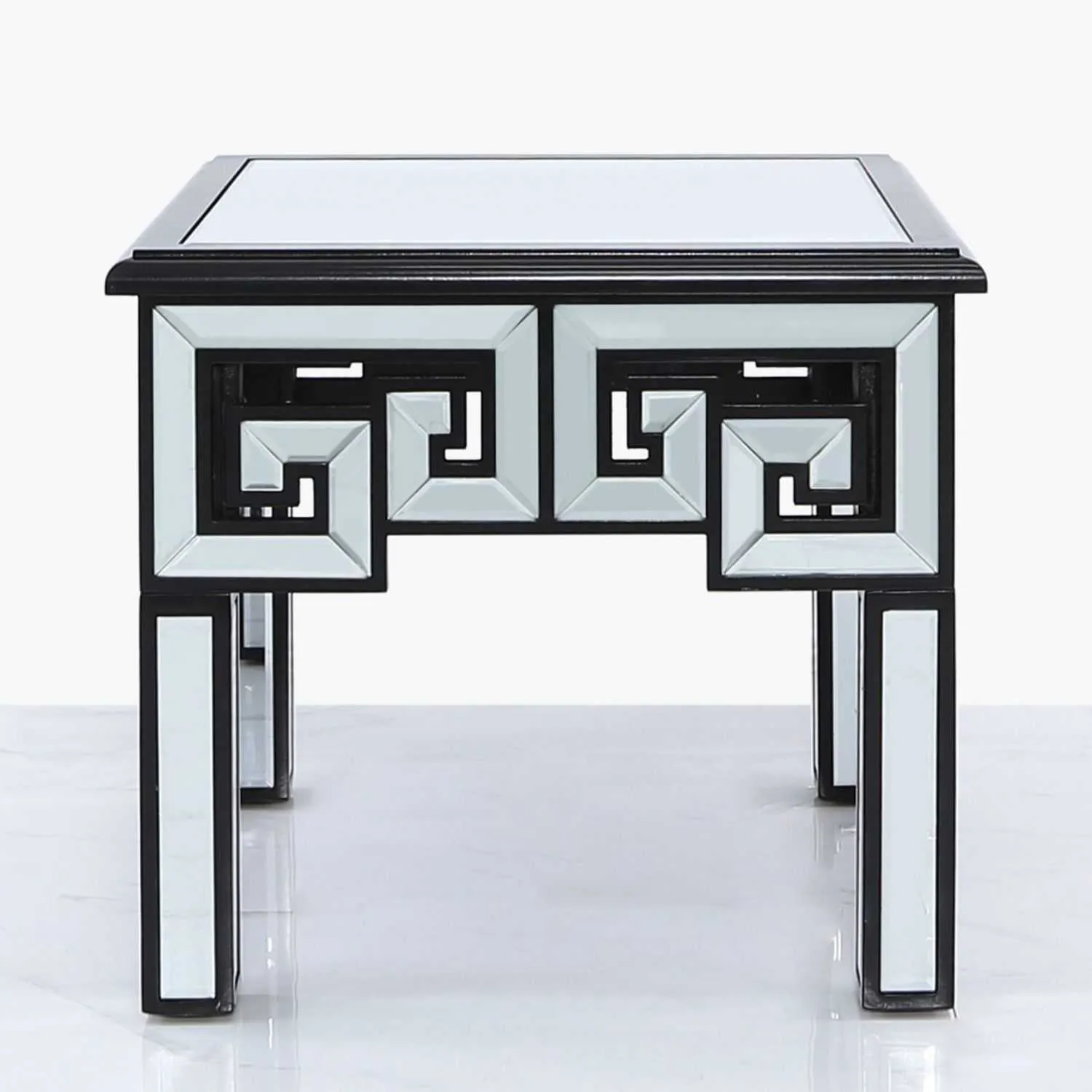 Hercules Mirror End Table with Drawer Black Trim