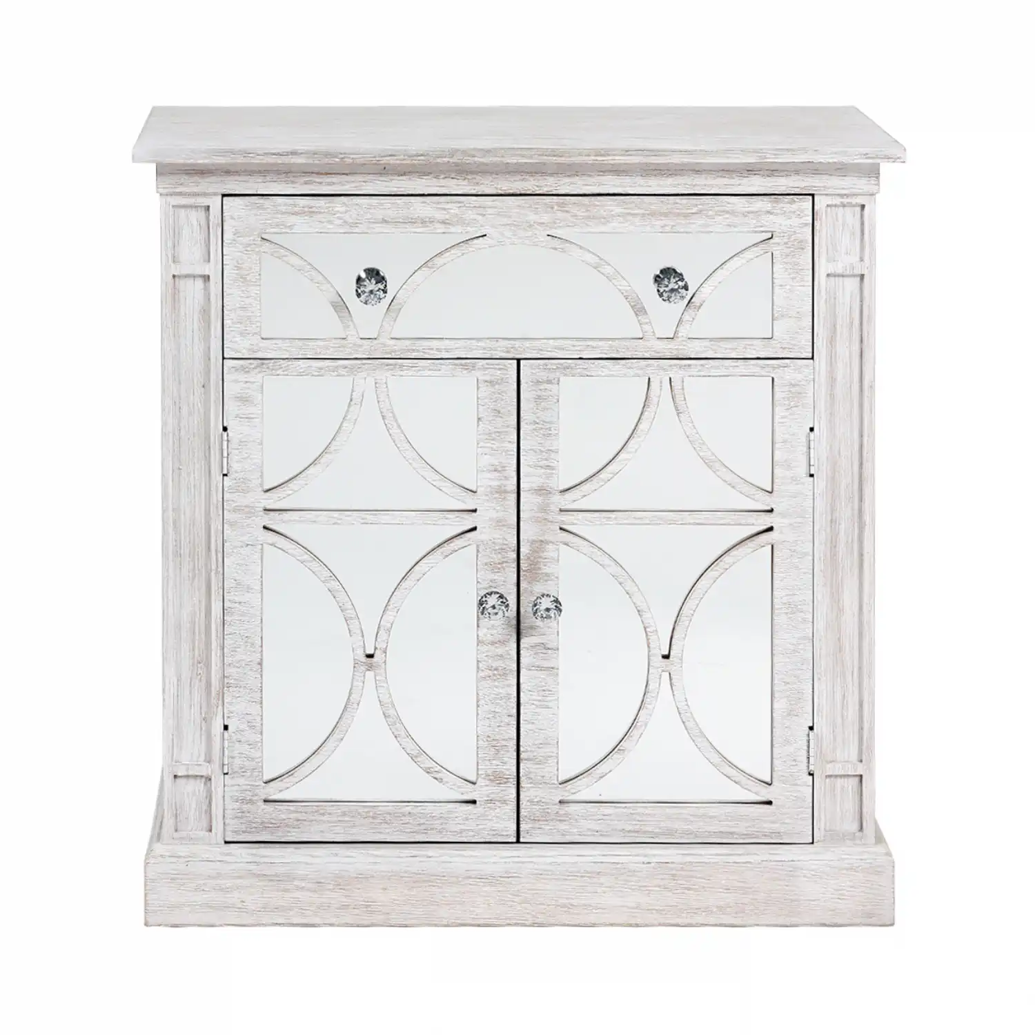 White Washed Mirrored Small Sideboard