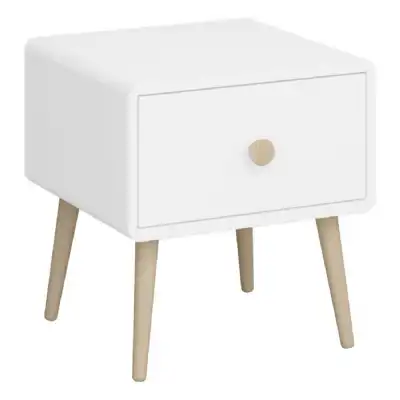 Gaia Bedside Table 1 Drawer in Pure White