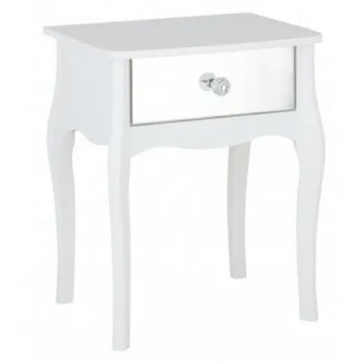 Baroque Mirrored Nightstand in White