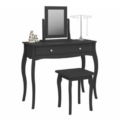 1 Drw Vanity included Stool and Mirror Black
