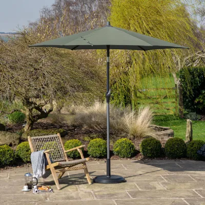 Olive Green Polyester 2.5m Round Outdoor Parasol