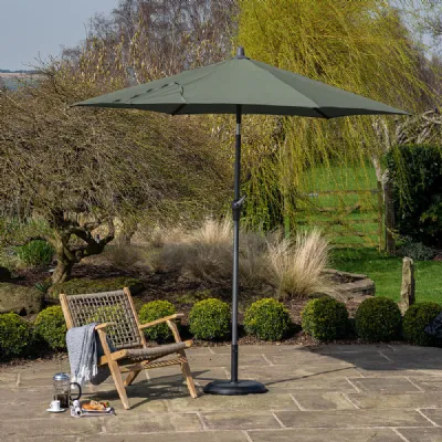 Olive Green Polyester 3m Round Outdoor Parasol