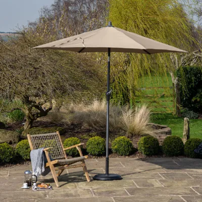 Taupe Polyester 3m Round Outdoor Parasol