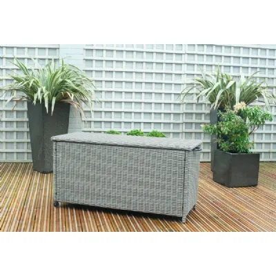 Slate Grey Small Outdoor Rattan Cushion Storage Box